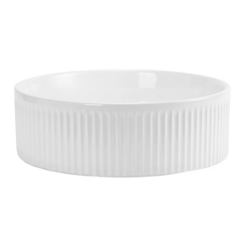 UMYWALKA NABLATOWA CERAMICZNA RYFLOWANA OKRĄGŁA LAVA-WH-RF-370 BIAŁY POŁYSK 37x13 CM