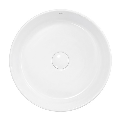 UMYWALKA NABLATOWA CERAMICZNA RYFLOWANA OKRĄGŁA LAVA-WH-RF-370 BIAŁY POŁYSK 37x13 CM