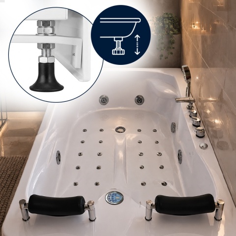 WANNA Z HYDROMASAŻEM I FUNKCJĄ OZONOWANIA 180x120 BIAŁA PRZYŚCIENNA AKRYLOWA 2-OS CARMEN