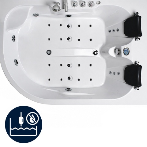 WANNA Z HYDROMASAŻEM I FUNKCJĄ OZONOWANIA 180x120 BIAŁA PRZYŚCIENNA AKRYLOWA 2-OS CARMEN