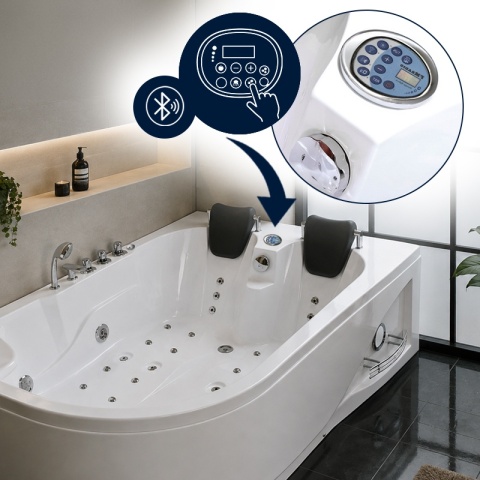 WANNA Z HYDROMASAŻEM PODGRZEWACZEM I FUNKCJĄ OZONOWANIA 180x120 BIAŁA PRZYŚCIENNA AKRYLOWA 2-OS CARMEN