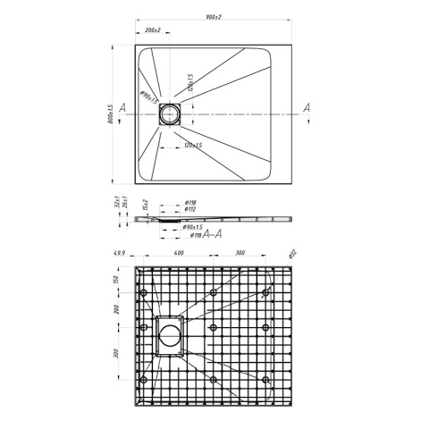 BRODZIK PRYSZNICOWY PROSTOKĄTNY 90x80 CM NISKI BIAŁY STRUKTURA KAMIENIA MAT RIKO