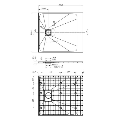 BRODZIK PRYSZNICOWY PROSTOKĄTNY 90x80 CM NISKI SZARY STRUKTURA KAMIENIA MAT RIKO