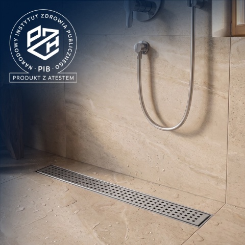 ODPŁYW LINIOWY 50 CM INOX NISKI SYFON 52 MM WYSOKA PRZEPUSTOWOŚĆ PRYSZNIC DL01 QUBE