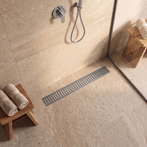 ODPŁYW LINIOWY 50 CM INOX NISKI SYFON 52 MM WYSOKA PRZEPUSTOWOŚĆ PRYSZNIC DL01 QUBE