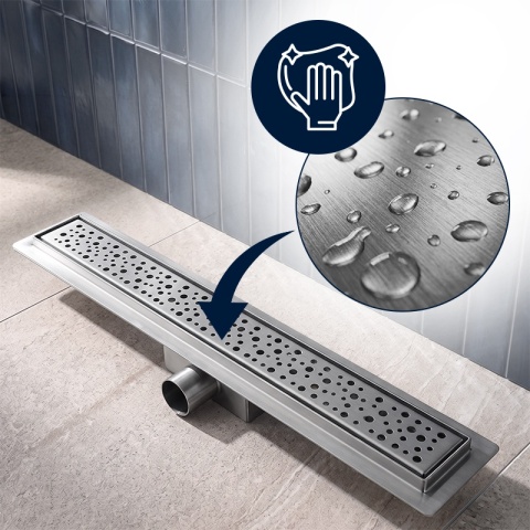 ODPŁYW LINIOWY 70 CM INOX NISKI SYFON 52 MM WYSOKA PRZEPUSTOWOŚĆ PRYSZNIC DL01 WAVE