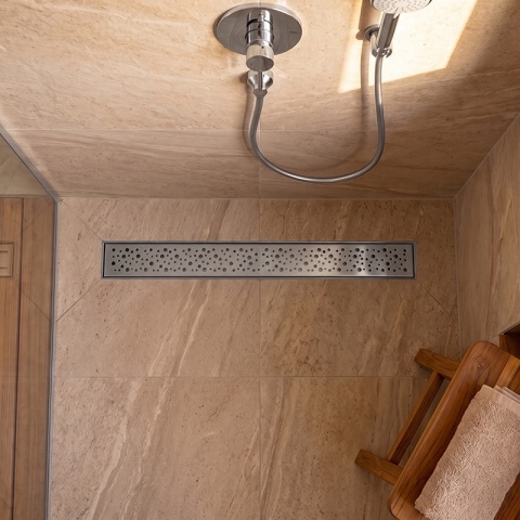 ODPŁYW LINIOWY 90 CM INOX NISKI SYFON WYSOKA PRZEPUSTOWOŚĆ DL01 WAVE