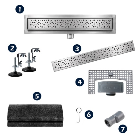 ODPŁYW LINIOWY 90 CM INOX NISKI SYFON WYSOKA PRZEPUSTOWOŚĆ DL01 WAVE