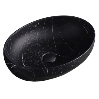 UMYWALKA NABLATOWA CERAMICZNA MARMUROWA OWALNA LUMO-MTB-MAR5-500 CZARNY MAT 50x37 CM