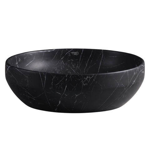 UMYWALKA NABLATOWA CERAMICZNA MARMUROWA OWALNA LUMO-MTB-MAR5-500 CZARNY MAT 50x37 CM
