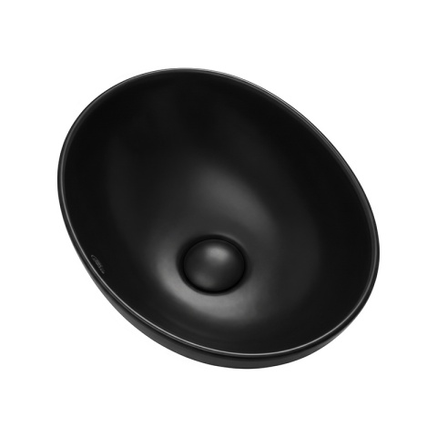 UMYWALKA NABLATOWA CERAMICZNA OWALNA LUMO-MTB-405 CZARNY MAT 40x35 CM