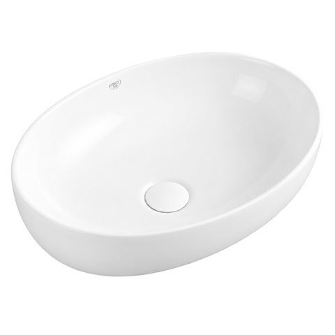 UMYWALKA NABLATOWA CERAMICZNA OWALNA LUMO-WH-500 BIAŁY POŁYSK 50x37 CM