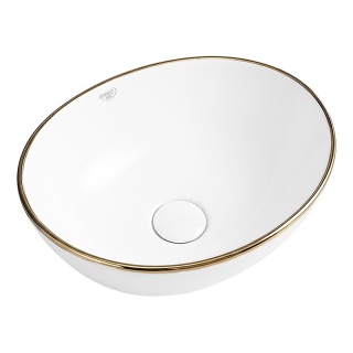 UMYWALKA NABLATOWA CERAMICZNA OWALNA LUMO-WH-GL-405 BIAŁA POŁYSK 40x33 CM