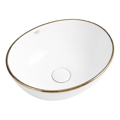 UMYWALKA NABLATOWA CERAMICZNA OWALNA LUMO-WH-GL-405 BIAŁA POŁYSK 40x33 CM