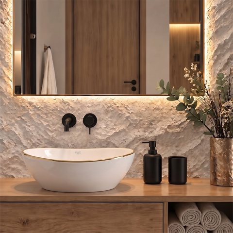 UMYWALKA NABLATOWA CERAMICZNA OWALNA LUMO-WH-GL-405 BIAŁA POŁYSK 40x33 CM