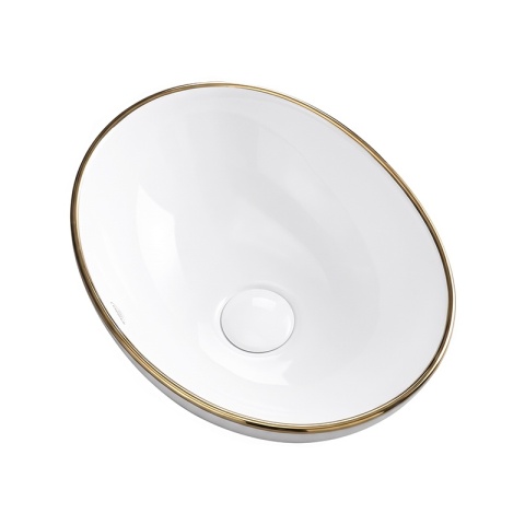 UMYWALKA NABLATOWA CERAMICZNA OWALNA LUMO-WH-GL-405 BIAŁA POŁYSK 40x33 CM