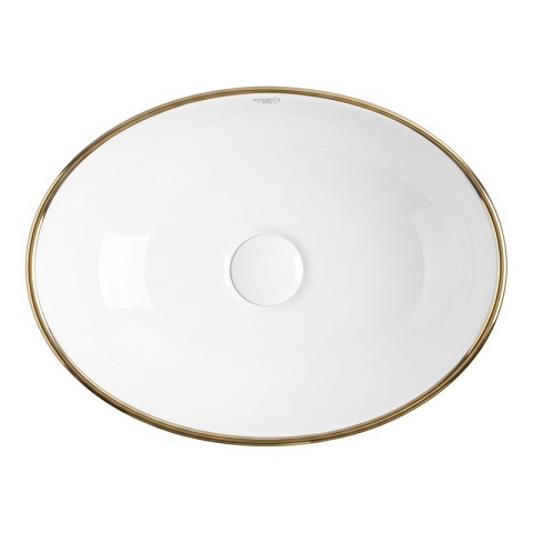 UMYWALKA NABLATOWA CERAMICZNA OWALNA LUMO-WH-GL-405 BIAŁA POŁYSK 40x33 CM