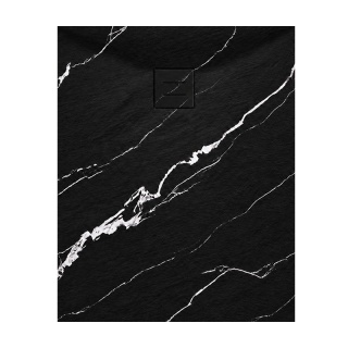 BRODZIK PRYSZNICOWY PROSTOKĄTNY 100x80 CM NISKI CZARNY STRUKTURA KAMIENIA WZÓR MARMUR MAT RIKO