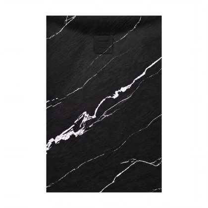 BRODZIK PRYSZNICOWY PROSTOKĄTNY 120x80 CM NISKI CZARNY STRUKTURA KAMIENIA WZÓR MARMUR MAT RIKO