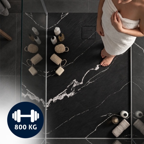 BRODZIK PRYSZNICOWY PROSTOKĄTNY 120x90 CM NISKI CZARNY STRUKTURA KAMIENIA WZÓR MARMUR MAT RIKO
