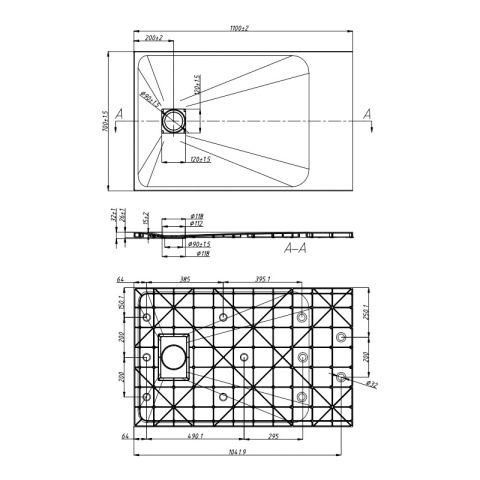BRODZIK PRYSZNICOWY PROSTOKĄTNY 110x70 CM NISKI BIAŁY STRUKTURA KAMIENIA MAT RIKO
