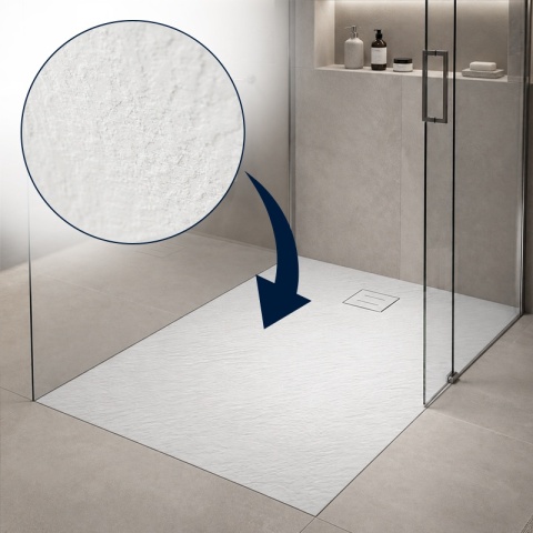BRODZIK PRYSZNICOWY PROSTOKĄTNY 120x70 CM NISKI BIAŁY STRUKTURA KAMIENIA MAT RIKO