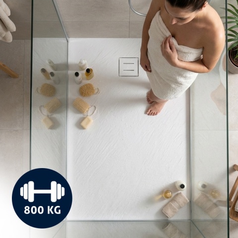 BRODZIK PRYSZNICOWY PROSTOKĄTNY 120x70 CM NISKI BIAŁY STRUKTURA KAMIENIA MAT RIKO