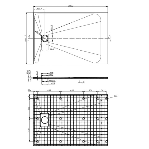 BRODZIK PRYSZNICOWY PROSTOKĄTNY 130x90 CM NISKI BIAŁY STRUKTURA KAMIENIA MAT RIKO