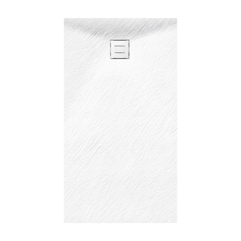 BRODZIK PRYSZNICOWY PROSTOKĄTNY 140x80 CM NISKI BIAŁY STRUKTURA KAMIENIA MAT RIKO