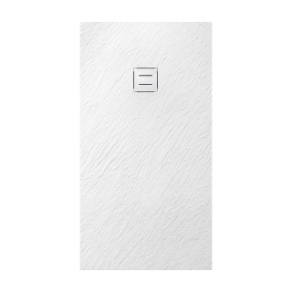 BRODZIK PRYSZNICOWY PROSTOKĄTNY 150x80 CM NISKI BIAŁY STRUKTURA KAMIENIA MAT RIKO