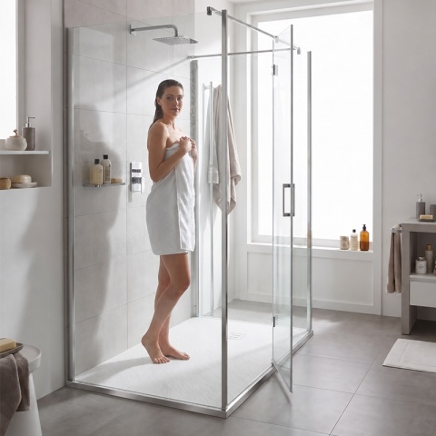 BRODZIK PRYSZNICOWY PROSTOKĄTNY 150x80 CM NISKI BIAŁY STRUKTURA KAMIENIA MAT RIKO
