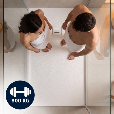 BRODZIK PRYSZNICOWY PROSTOKĄTNY 150x90 CM NISKI BIAŁY STRUKTURA KAMIENIA MAT RIKO