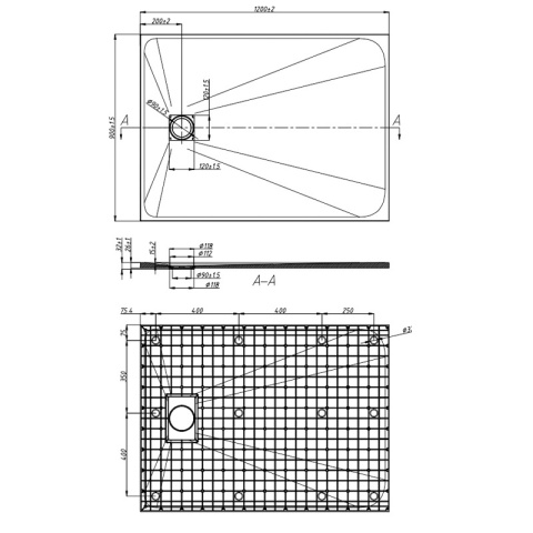 BRODZIK PRYSZNICOWY PROSTOKĄTNY 120x90 CM NISKI BIAŁY STRUKTURA KAMIENIA WZÓR MARMUR MAT RIKO