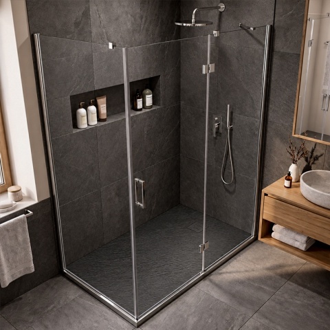 BRODZIK PRYSZNICOWY PROSTOKĄTNY 120x80 CM NISKI CZARNY STRUKTURA KAMIENIA MAT RIKO