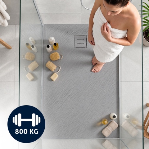 BRODZIK PRYSZNICOWY PROSTOKĄTNY 120x70 CM NISKI SZARY STRUKTURA KAMIENIA MAT RIKO