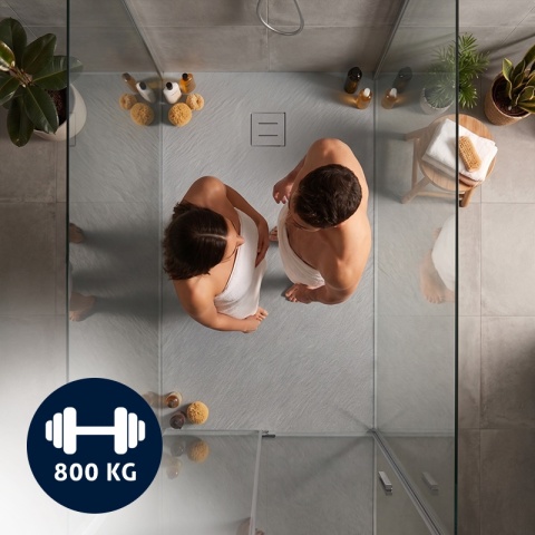 BRODZIK PRYSZNICOWY PROSTOKĄTNY 130x80 CM NISKI SZARY STRUKTURA KAMIENIA MAT RIKO