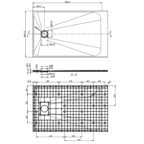 BRODZIK PRYSZNICOWY PROSTOKĄTNY 130x80 CM NISKI SZARY STRUKTURA KAMIENIA MAT RIKO