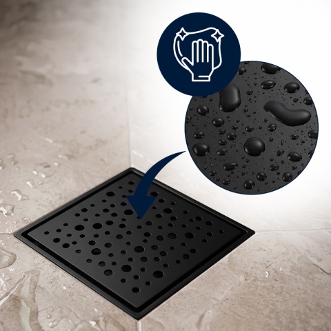 ODPŁYW LINIOWY 15x15 KWADRATOWY CZARNY NISKI SYFON WYSOKA PRZEPUSTOWOŚĆ DL06 WAVE