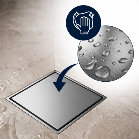 ODPŁYW LINIOWY 15x15 KWADRATOWY INOX NISKI SYFON WYSOKA PRZEPUSTOWOŚĆ DL07 FIX
