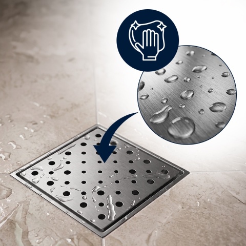 ODPŁYW LINIOWY KWADRATOWY 15x15 CM INOX WYSOKA PRZEPUSTOWOŚĆ DL06 CIRCLE