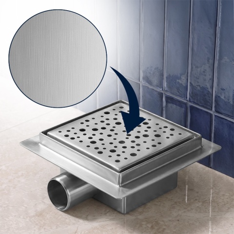 ODPŁYW LINIOWY 15x15 KWADRATOWY INOX NISKI SYFON WYSOKA PRZEPUSTOWOŚĆ DL06 WAVE