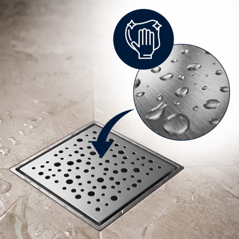 ODPŁYW LINIOWY 15x15 KWADRATOWY INOX NISKI SYFON WYSOKA PRZEPUSTOWOŚĆ DL06 WAVE