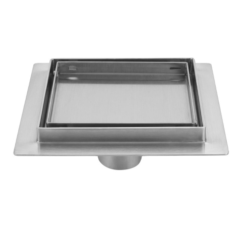 ODPŁYW LINIOWY 15x15 KWADRATOWY INOX NISKI SYFON WYSOKA PRZEPUSTOWOŚĆ DL08 FIX