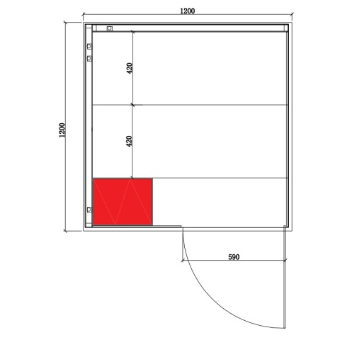 SAUNA FIŃSKA WYSOKOTEMPERATUROWA Z PIECEM LARK1-WD/HARVIA 3,5KW 1-2 OSOBOWA 120x120 CM