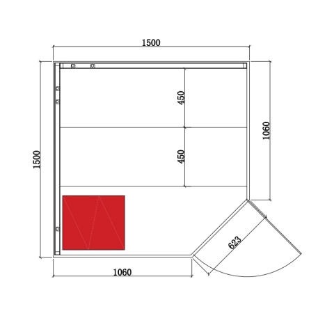 SAUNA FIŃSKA WYSOKOTEMPERATUROWA Z PIECEM LARK4/HARVIA 6KW 4-5 OSOBOWA 150x150 CM