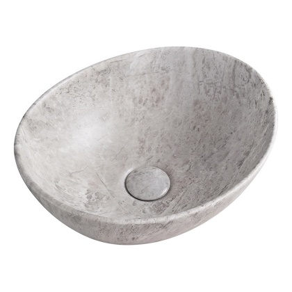 UMYWALKA NABLATOWA CERAMICZNA OWALNA LUMO-MAR2-405 SZARY MARMUR MAT 40x33 CM