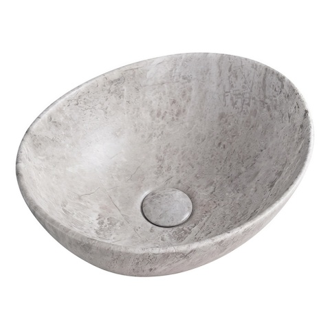 UMYWALKA NABLATOWA CERAMICZNA OWALNA LUMO-MAR2-405 SZARY MARMUR MAT 40x33 CM