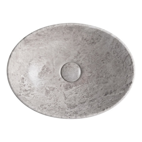UMYWALKA NABLATOWA CERAMICZNA OWALNA LUMO-MAR2-405 SZARY MARMUR MAT 40x33 CM