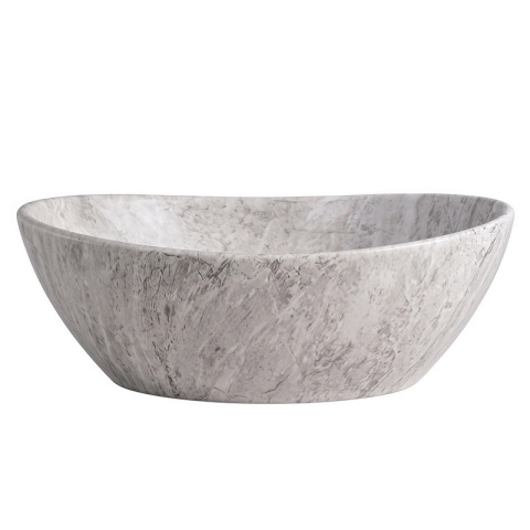 UMYWALKA NABLATOWA CERAMICZNA OWALNA LUMO-MAR2-405 SZARY MARMUR MAT 40x33 CM