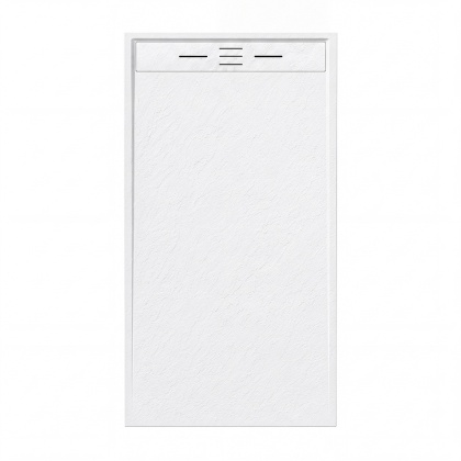 BRODZIK PRYSZNICOWY PROSTOKĄTNY 150x80 CM NISKI BIAŁY STRUKTURA KAMIENIA MAT DEKO